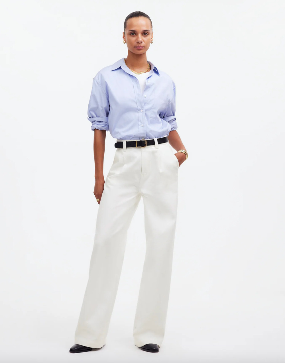 Madewell The Harlow Wide Leg Jean Airy Denim Baggy White High Waist US 33 NWT